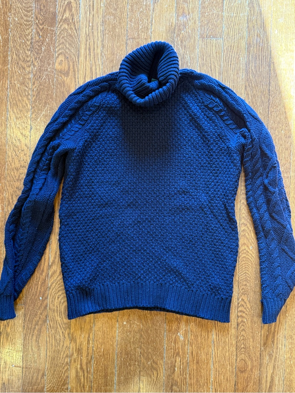 Classic Ralph Lauren Cotton Blend Turtleneck Cable-Detail Sweater